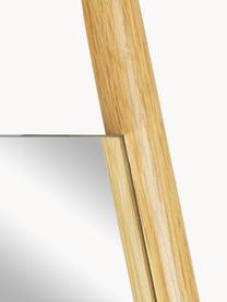 Eckiger Anlehnspiegel Elin mit Eichenholz-Streben, Rahmen: Eichenholz, Rückseite: Mitteldichte Holzfaserpla, Spiegelfläche: Spiegelglas, Helles Holz, B 45 cm, H 170 cm