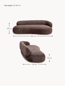 Sofa Alba (3-Sitzer), Bezug: 97% Polyester, 3% Nylon D, Gestell: Massives Fichtenholz, Bir, Füße: Kunststoff Dieses Produkt, Webstoff Dunkelbraun, B 235 x T 114 cm, Rückenlehne rechts