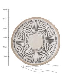 Steingut-Speiseteller Eliana mit Ethnomuster, 2 Stück, Steingut, Cremefarben, Schwarz, Beige, Ø 26 cm