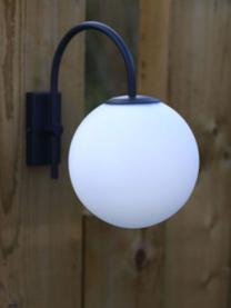 Outdoor wandlamp Globe, Lampenkap: opaalglas, Wit, zwart, B 20 x D 32 cm