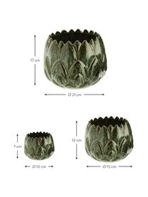 Übertopf-Set Artichoke aus Steingut, 3-tlg., Steingut, Grün, Braun, Set mit verschiedenen Größen