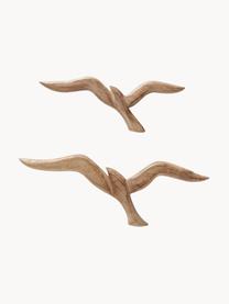 Mangohouten wandobjecten Seagull in vogelvorm, set van 2, Mangohout, Beige, Set met verschillende formaten