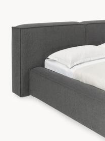 Gestoffeerd bed Lennon, Bekleding: 100% polyester Met 115.00, Frame: massief grenenhout, multi, Poten: hout, kunststof Dit produ, Geweven stof antraciet, B 208 x L 243 cm (ligvlak 140 x 200 cm)