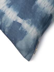 Kissenhülle Victoria mit Batikprint, 100% Baumwolle, Weiß, Blau, 40 x 40 cm