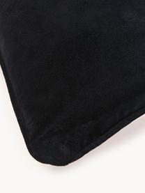 Handgefertigtes Woll-Dekokissen Full Dose mit Lippen-Motiv, Vorderseite: 100 % Wolle, Rückseite: Samt (100 % Baumwolle), Off White, Rot, B 45 x L 45 cm