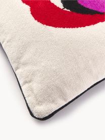 Ručně vyrobený vlněný dekorativní polštář Full Dose, s výplní, Tlumeně bílá, červená, Š 45 cm, D 45 cm