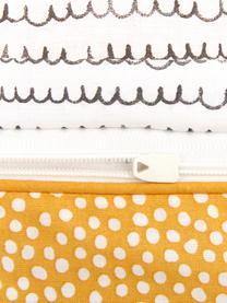 Dwustronna pościel z bawełny Dots & Doodles, Brunatnożółty, biały, czarny, 135 x 200 cm + 1 poduszka 80 x 80 cm