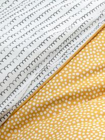 Dwustronna pościel z bawełny Dots & Doodles, Brunatnożółty, biały, czarny, 135 x 200 cm + 1 poduszka 80 x 80 cm