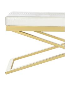 Banc cuir synthétique Susan, Blanc, couleur dorée