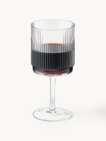 Bicchieri da vino fatto a mano con rilievo millerighe Minna 4 pz, Vetro soffiato, Trasparente, Ø 8 x Alt. 17 cm, 300 ml