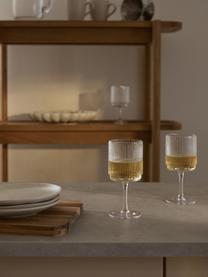 Handgefertigte Weingläser Minna mit Rillenrelief, 4 Stück, Glas, mundgeblasen, Transparent, Ø 8 x H 17 cm, 300 ml