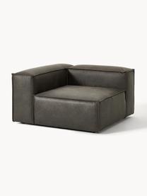 Hoekmodule Lennon van gerecycled leer, Bekleding: gerecycled leer (70% leer, Frame: massief hout, multiplex, Poten: kunststof Dit product is , Leer taupe, B 119 x D 119 cm, hoekdeel links