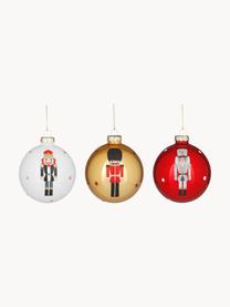 Vánoční ozdoby Nutcracker, Ø 8 cm, 12 ks, Sklo, Bílá, zlatá, červená, Ø 8 cm