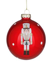 Weihnachtskugeln Nutcracker Ø 8 cm, 12er-Set, Glas, Weiß, Goldfarben, Rot, Ø 8 cm