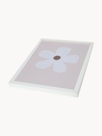 Impression numérique encadrée blanc Flower, Blanc, taupe, rose pâle, larg. 33 x haut. 43 cm
