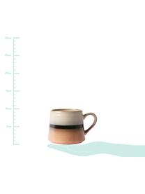 Handgemachte Teetasse 70's im Retro Style, Keramik, Pfirsichfarben, Grau, Schwarz, 11 x 9 cm