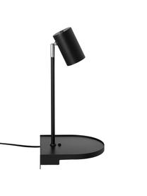 Grote verstelbare wandlamp Colly met stekker en USB aansluiting, Lampenkap: gecoat metaal, Zwart, B 20 x H 43 cm