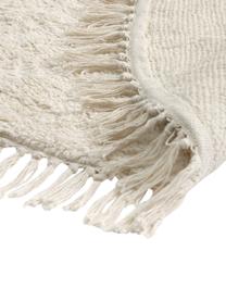 Tappeto rotondo in cotone con frange Orwen, 100% cotone, Bianco, Ø 100 cm (taglia XS)