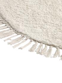 Tapis rond avec franges coton Orwen, Blanc