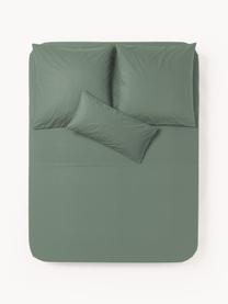 Drap plat en percale de coton Elsie, Vert foncé, larg. 240 x long. 280 cm