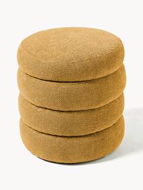 Pouf imbottito con contenitore Alto, Rivestimento: 96% poliestere, 4% acrili, Struttura: legno di pino massiccio, , Tessuto ocra, Ø 43 x Alt. 48 cm