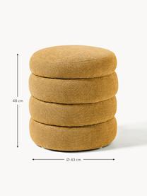 Pouf imbottito con contenitore Alto, Rivestimento: 96% poliestere, 4% acrili, Struttura: legno di pino massiccio, , Tessuto ocra, Ø 43 x Alt. 48 cm