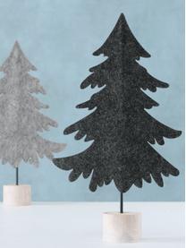 Decoratieve boompjes Bento van vilt, 2 stuks, Voetstuk: hout, Meerkleurig, B 17 cm x H 30 cm