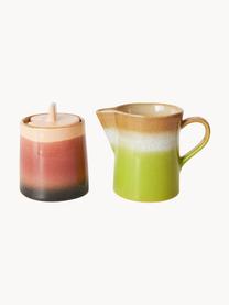 Set lattiera e zuccheriera con smalto reattivo 70's 2 pz, Ceramica, Multicolore, 180 ml