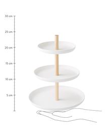 Alzatina in acciaio e legno Tosca, Ripiani: acciaio verniciato, Asta: legno, Bianco, marrone, Larg. 20 x Alt. 24 cm