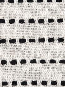 Katoenen plaid Molly in streeppatroon met pompoms, 100% katoen, Zwart, crèmewit, B 130 x L 170 cm