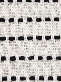 Plaid coton avec pompons Molly, 100 % coton, Noir, blanc crème, larg. 130 x long. 170 cm