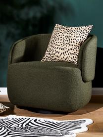 Sillón giratorio en tejido bouclé Irene, Tapizado: tejido bouclé (100% polié, Estructura: metal, Patas: metal recubierto, Bouclé verde oscuro, An 74 x F 70 cm