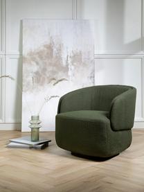 Sillón giratorio en tejido bouclé Irene, Tapizado: tejido bouclé (100% polié, Estructura: metal, Patas: metal recubierto, Bouclé verde oscuro, An 74 x F 70 cm