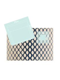 Tappeto con effetto a rilievo Diamond Key, Retro: 70% iuta, 30% lattice sin, Blu scuro, beige, Larg. 240 x Lung. 340 cm (taglia XL)