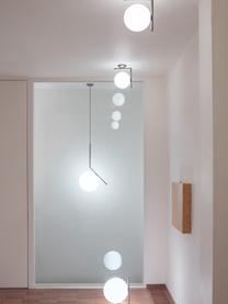 Lámpara de techo pequeña soplada artesanalmente IC Lights, 47 cm, Pantalla: vidrio, Estructura: acero recubierto, Plateado, blanco, An 24 x Al 47 cm