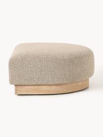 Sofa-Hocker Natalie aus Teddy-Bouclé, Bezug: Teddy-Bouclé (100 % Polye, Gestell: mitteldichte Holzfaserpla, Sockel: Massives Buchenholz, lack, Teddy-Bouclé Beige, helles Buchenholz, B 91 x T 107 cm