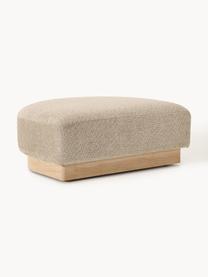 Sofa-Hocker Natalie aus Teddy-Bouclé, Bezug: Teddy-Bouclé (100 % Polye, Gestell: mitteldichte Holzfaserpla, Sockel: Massives Buchenholz, lack, Teddy-Bouclé Beige, helles Buchenholz, B 91 x T 107 cm