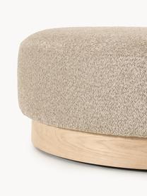 Sofa-Hocker Natalie aus Teddy-Bouclé, Bezug: Teddy-Bouclé (100 % Polye, Gestell: mitteldichte Holzfaserpla, Sockel: Massives Buchenholz, lack, Teddy-Bouclé Beige, helles Buchenholz, B 91 x T 107 cm