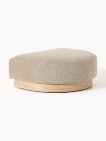 Sofa-Hocker Natalie aus Teddy-Bouclé, Bezug: Teddy-Bouclé (100 % Polye, Gestell: mitteldichte Holzfaserpla, Sockel: Massives Buchenholz, lack, Teddy-Bouclé Beige, helles Buchenholz, B 91 x T 107 cm