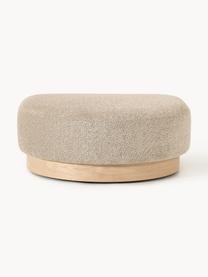 Sofa-Hocker Natalie aus Teddy-Bouclé, Bezug: Teddy-Bouclé (100 % Polye, Gestell: mitteldichte Holzfaserpla, Sockel: Massives Buchenholz, lack, Teddy-Bouclé Beige, helles Buchenholz, B 91 x T 107 cm