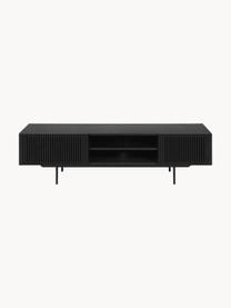 TV stolek s žebrovanou přední stranou Mojo, Černá, Š 180 cm, V 50 cm