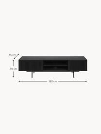 Mueble TV Mojo, Estructura: tablero de fibras de dens, Patas: metal con pintura en polv, Negro, An 180 x Al 50 cm