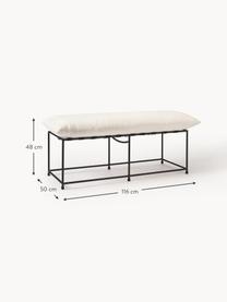 Banc rembourré Wayne, Tissu blanc cassé, larg. 116 x long. 48 cm