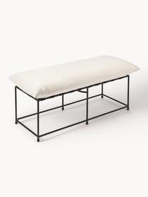 Banc rembourré Wayne, Tissu blanc cassé, cadre noir, larg. 116 x prof. 50 cm