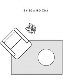 Hoogpolig vloerkleed Cera in grijs/crèmewit, Bovenzijde: 100% polypropyleen, Onderzijde: 78% jute, 14% katoen, 8% , Grijs, crèmewit, B 120 x L 180 cm (maat S)