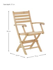 Silla con reposabrazos para exterior de madera York, Madera de teca lijada, Teca, An 51 x Al 86 cm