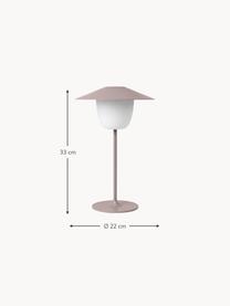 Lámpara LED regulable para exterior Ani, portátil para colgar o de pie, Pantalla: aluminio, Cable: plástico, Rosa palo, blanco, Ø 22 x Al 33 cm