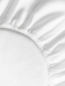 Drap-housse en satin de coton pour sommier tapissier Premium, Blanc, larg. 90 x long. 200 cm, haut. 35 cm