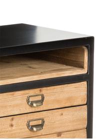 Credenza bassa industriale Sol, Nero, legno di pino, Larg. 155 x Alt. 58 cm