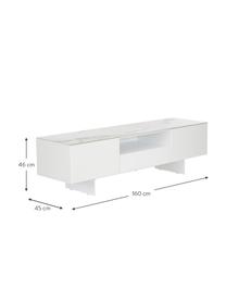 TV-Lowboard Fiona mit Oberfläche in Marmor-Optik, Korpus: Mitteldichte Holzfaserpla, Füße: Metall, pulverbeschichtet, Ablagefläche: Keramik, Weiß, B 160 x H 46 cm